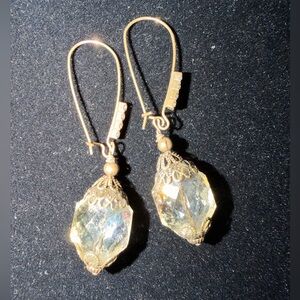 Elegant Gold Crystal Drop Earrings